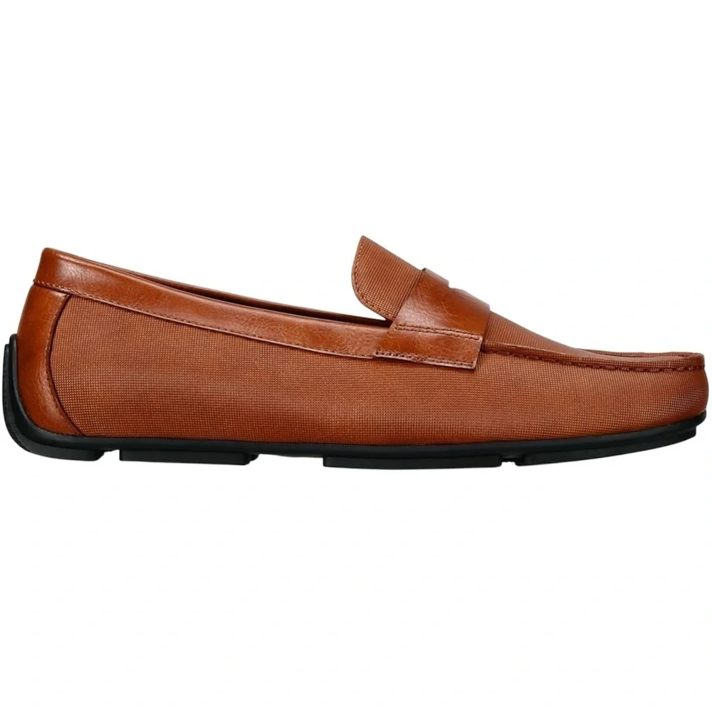 Alfani Mens Brown Penny Comfort Iker Round Toe Slip On Loafers